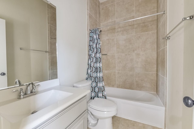 162 Cheswood Forest Pl, Montgomery, TX 77316 - bathroom with vanity, toilet, shower / bath combo with shower curtain, and tile patterned floors