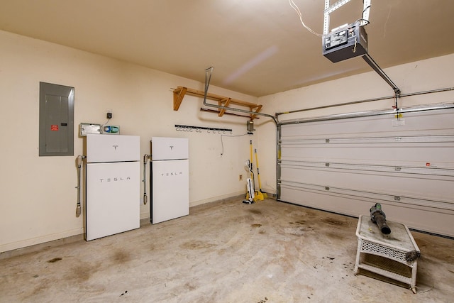 3544 Woods Estates Dr, Conroe, TX 77304 - garage featuring electric panel, a garage door opener, and baseboards