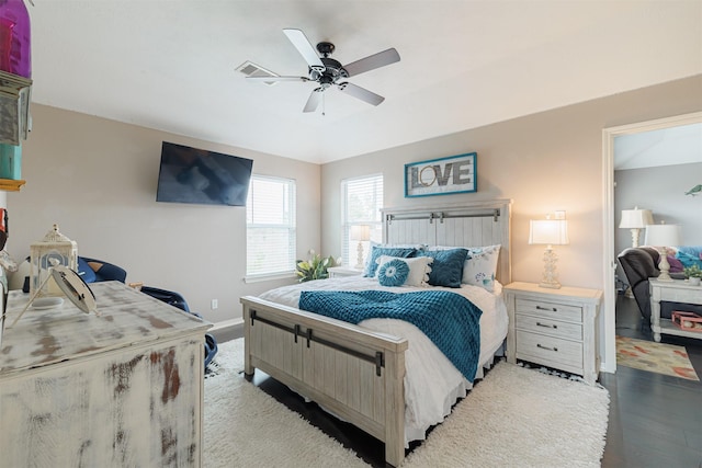 2238 Sterling Oaks Dr, Rosharon, TX 77583 - bedroom with baseboards, ceiling fan, and wood finished floors
