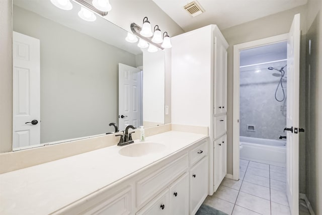 10402 Hondo Hill Rd, Houston, TX 77064 - bathroom with vanity, tile patterned floors, and bathing tub / shower combination