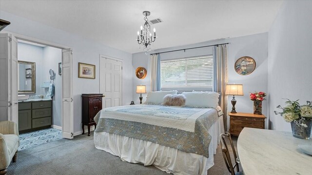 1925 Foxbriar Dr, Huntsville, TX 77340 - bedroom featuring light colored carpet, a chandelier, and baseboards
