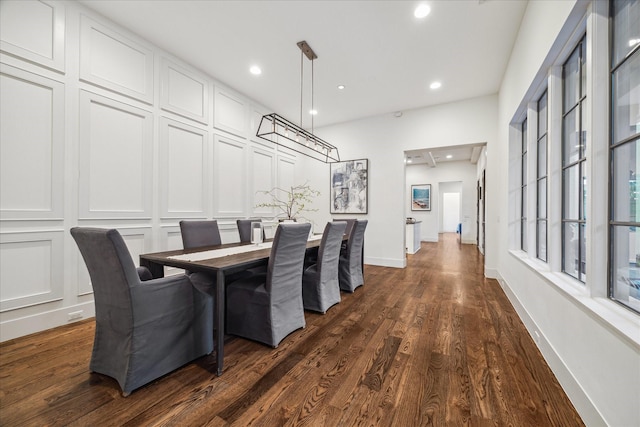 523 E 23rd St, Houston, TX 77008 - dining area featuring dark wood-style flooring, recessed lighting, and baseboards