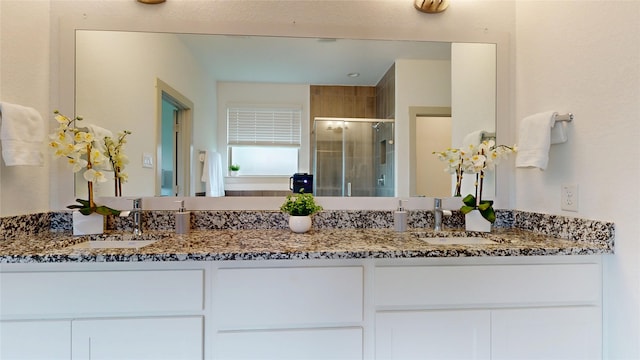 3539 Gore Creek Dr, Katy, TX 77494 - bathroom with double vanity and a stall shower