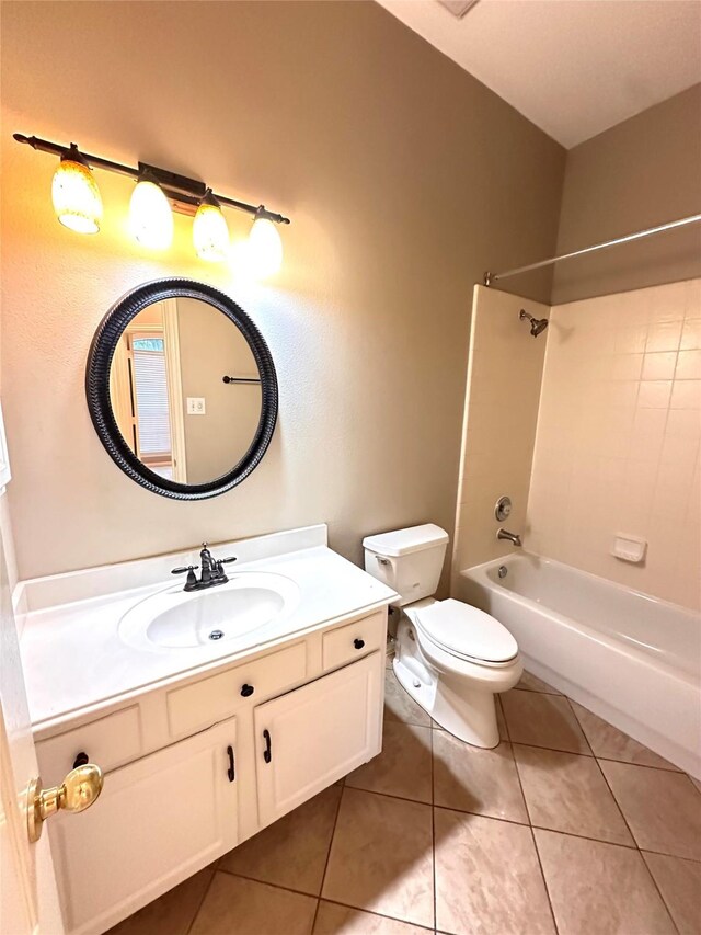 4306 Dow Way, Pasadena, TX 77505 - full bathroom featuring tile patterned flooring, vanity, washtub / shower combination, and toilet