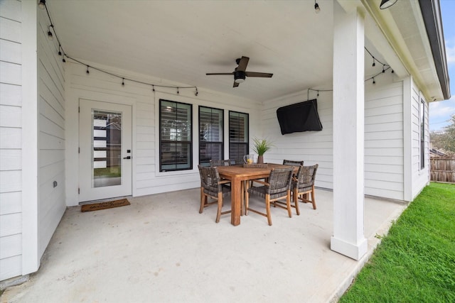 25747 Beaver Run Dr, Huffman, TX 77336 - view of patio with a ceiling fan and outdoor dining space