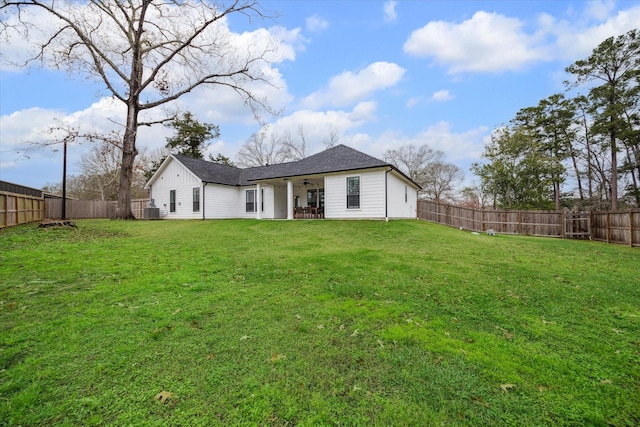 25747 Beaver Run Dr, Huffman, TX 77336 - rear view of house featuring a ceiling fan