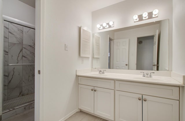 1818 Augusta Dr Unit 3, Houston, TX 77057 - full bath featuring double vanity, a marble finish shower, and baseboards