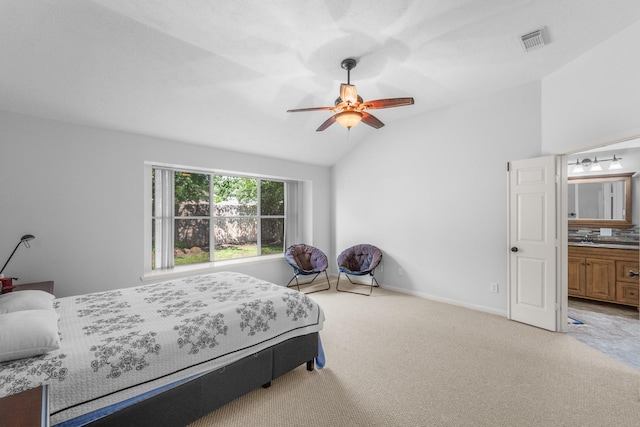 1722 Brook Grove Dr, Katy, TX 77450 - bedroom with lofted ceiling, carpet, a ceiling fan, and baseboards
