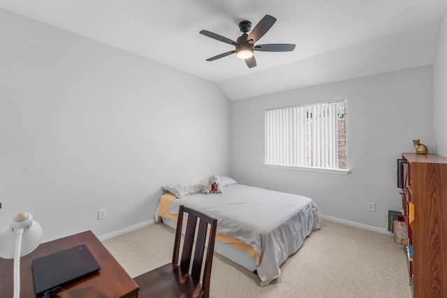1722 Brook Grove Dr, Katy, TX 77450 - bedroom featuring carpet floors, baseboards, a ceiling fan, and lofted ceiling
