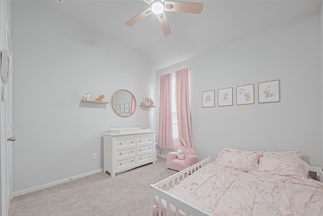 19443 Pacers Gait Ln, Tomball, TX 77377 - carpeted bedroom with lofted ceiling, baseboards, and ceiling fan