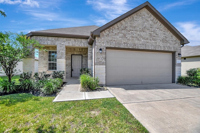 25919 Llano Knoll Ln, Katy, TX 77493 - view of front of property with driveway, brick siding, an attached garage, and a front lawn
