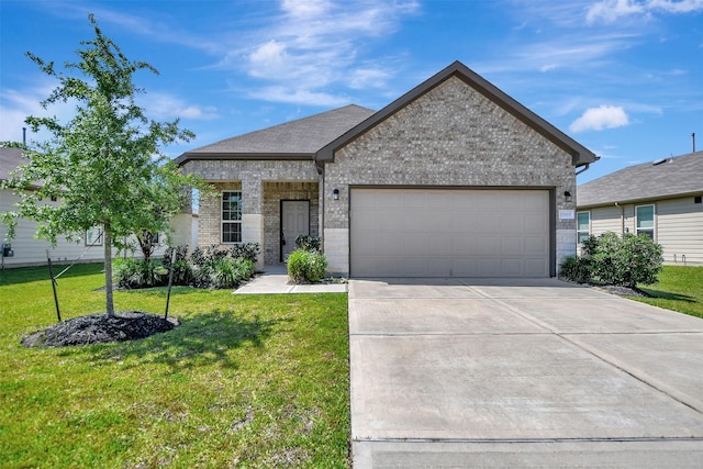 25919 Llano Knoll Ln, Katy, TX 77493 - view of front of property featuring brick siding, an attached garage, concrete driveway, and a front yard