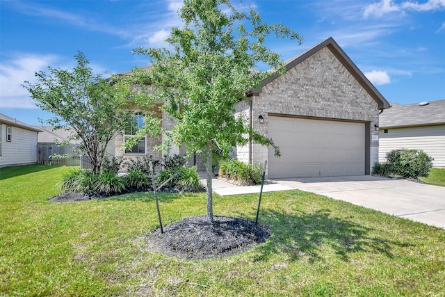 25919 Llano Knoll Ln, Katy, TX 77493 - view of property hidden behind natural elements with concrete driveway, an attached garage, and brick siding