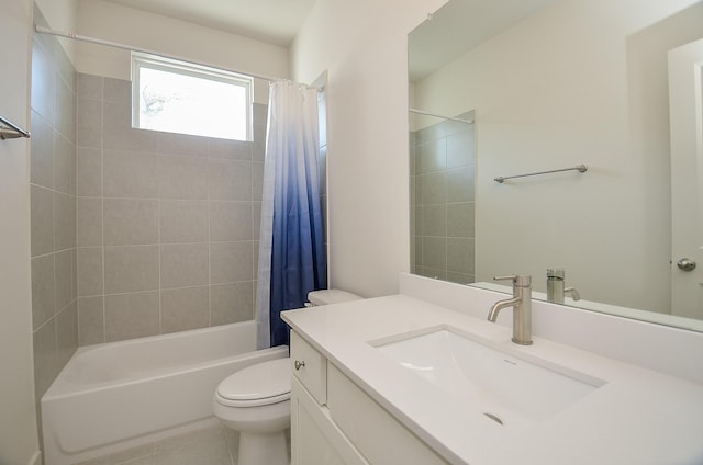 9414 Kerrwood Ln Unit B, Houston, TX 77080 - bathroom with toilet, vanity, shower / bath combo with shower curtain, and tile patterned floors