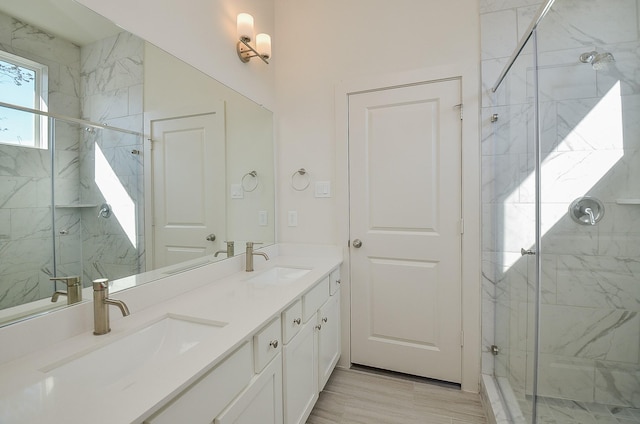 9414 Kerrwood Ln Unit B, Houston, TX 77080 - full bath with double vanity and a marble finish shower