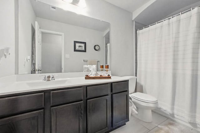 15322 Laceleaf Trl, Houston, TX 77044 - bathroom with tile patterned flooring, vanity, toilet, and a shower with curtain
