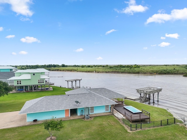 779 County Road 257, Matagorda, TX 77457 - dock area with a water view and a pergola