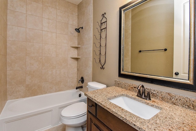 17218 Meek Pass Dr, Cypress, TX 77433 - bathroom with toilet, vanity, and shower / bath combination