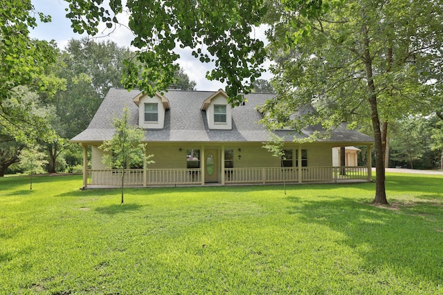 23302 Green Forest St, Hockley, TX 77447 - cape cod home with a porch, a front lawn, and roof with shingles