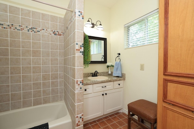 23302 Green Forest St, Hockley, TX 77447 - full bathroom featuring vanity, tile patterned flooring, and shower / bath combination