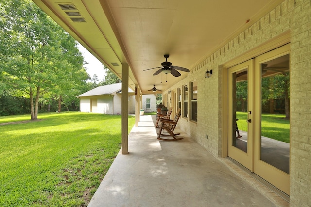23302 Green Forest St, Hockley, TX 77447 - view of patio with ceiling fan and french doors