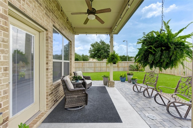 2003 Bluff Hollow Ln, Richmond, TX 77469 - view of patio / terrace featuring ceiling fan