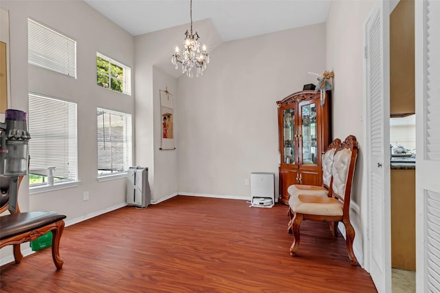 3714 Green Fields Dr, Sugar Land, TX 77479 - sitting room with plenty of natural light, wood finished floors, a chandelier, and high vaulted ceiling