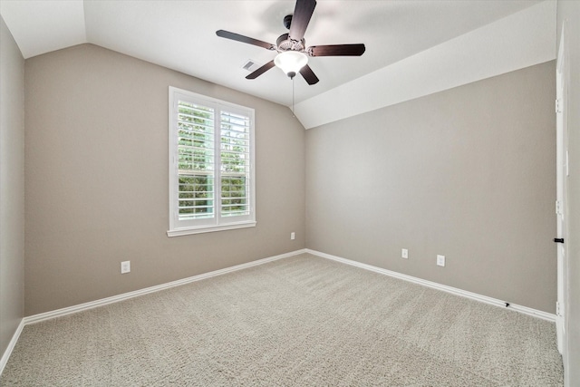 27208 Adrian Hills Ln, Spring, TX 77386 - carpeted empty room featuring lofted ceiling, a ceiling fan, and baseboards