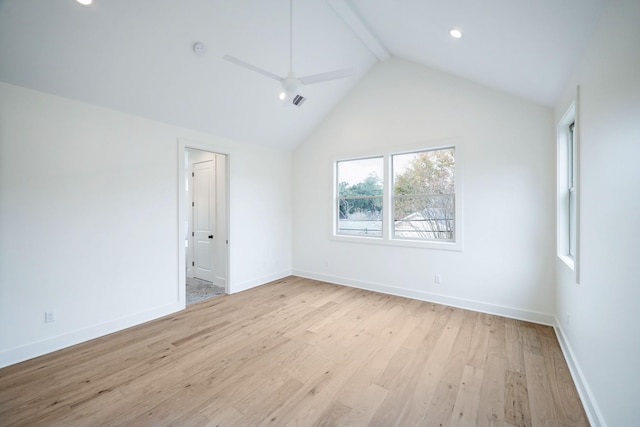 1438 Wakefield Dr, Houston, TX 77018 - spare room featuring light wood-type flooring, baseboards, a ceiling fan, and recessed lighting