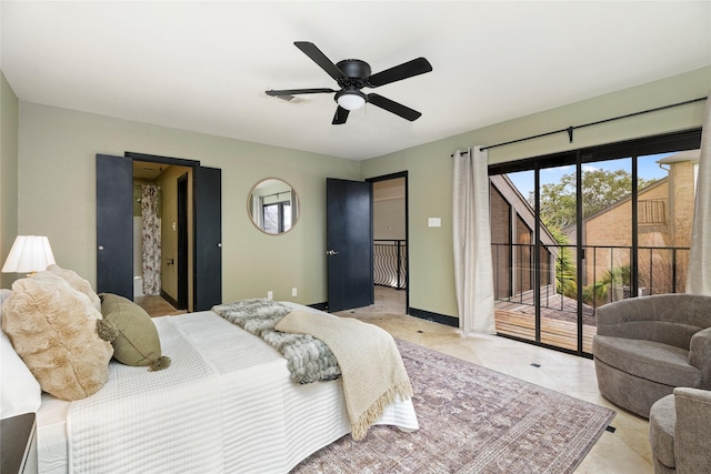 18138 Bal Harbour Dr, Houston, TX 77058 - bedroom featuring access to exterior and ceiling fan