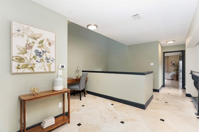 18138 Bal Harbour Dr, Houston, TX 77058 - hallway with an upstairs landing and a desk