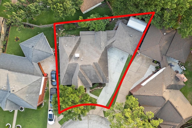 6119 Plantation Bay Dr, Katy, TX 77449 - aerial overview of property's location with property parcel outlined