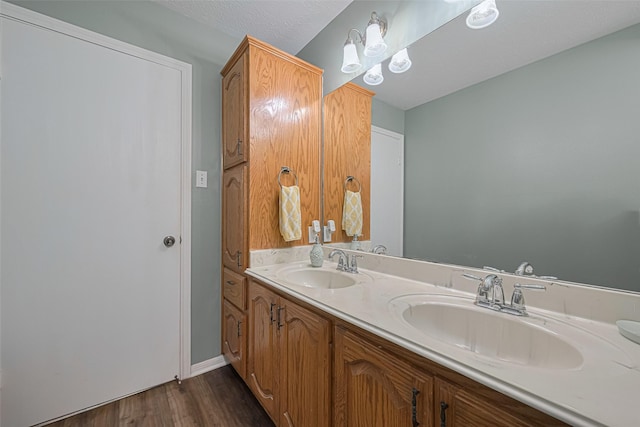 144 Pin Oak Ln, Hempstead, TX 77445 - bathroom featuring wood finished floors and double vanity