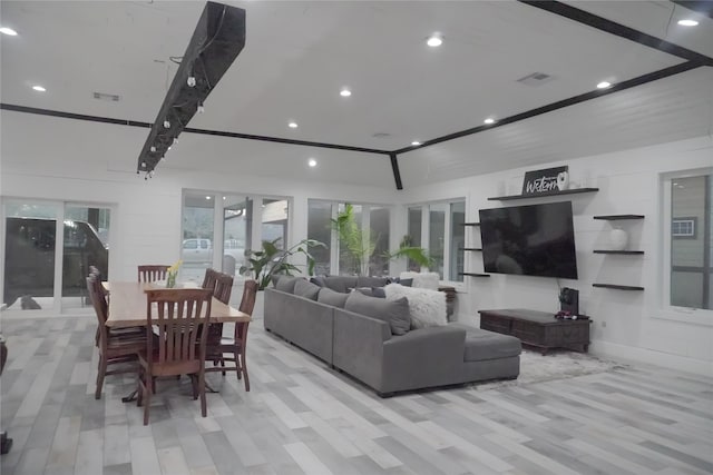 323 E Palm St, Fresno, TX 77545 - living area featuring light wood-style flooring and recessed lighting