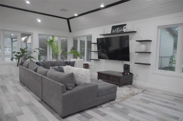 323 E Palm St, Fresno, TX 77545 - living room with healthy amount of natural light, wood finished floors, and recessed lighting