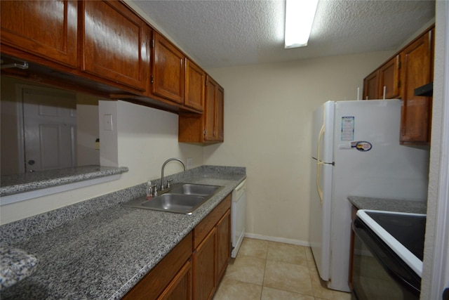 2121 Hepburn Sts Unit 713, Houston, TX 77054 - kitchen featuring black electric range oven, a sink, dishwasher, a textured ceiling, and brown cabinetry