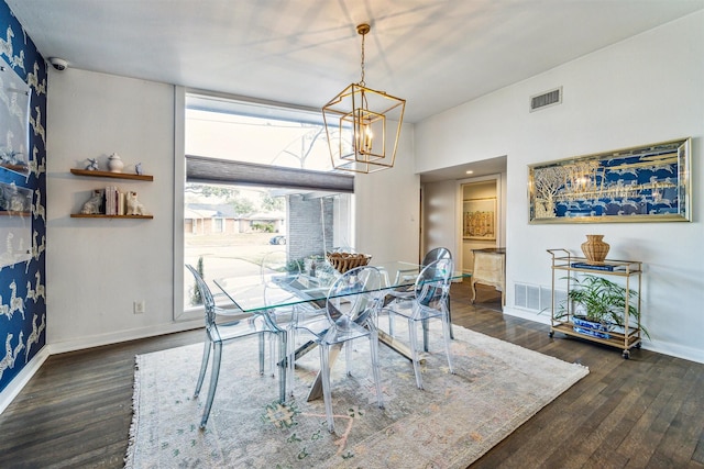 5231 Lamonte Ln, Houston, TX 77092 - dining space with a chandelier, dark wood-type flooring, and baseboards