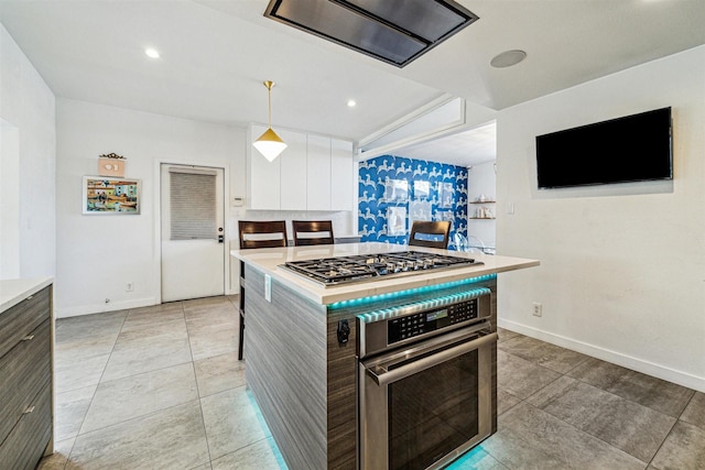 5231 Lamonte Ln, Houston, TX 77092 - kitchen with appliances with stainless steel finishes, white cabinetry, light countertops, modern cabinets, and recessed lighting