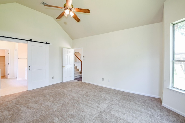 3550 Beacons Vw, Friendswood, TX 77546 - unfurnished bedroom featuring carpet, multiple windows, high vaulted ceiling, and baseboards
