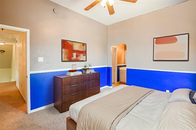 3550 Beacons Vw, Friendswood, TX 77546 - bedroom with attic access, light colored carpet, and a ceiling fan