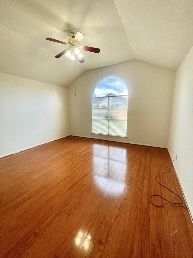 2534 Honeysuckle Walk, Spring, TX 77388 - unfurnished room featuring vaulted ceiling, wood finished floors, and ceiling fan