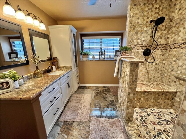 728 S Remington Dr, Angleton, TX 77515 - full bath featuring vanity, walk in shower, and baseboards