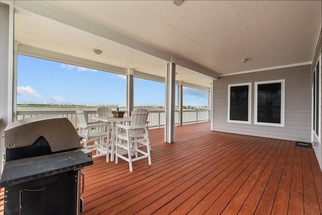 7014 Terrasso Dr, Hitchcock, TX 77563 - wooden deck with area for grilling