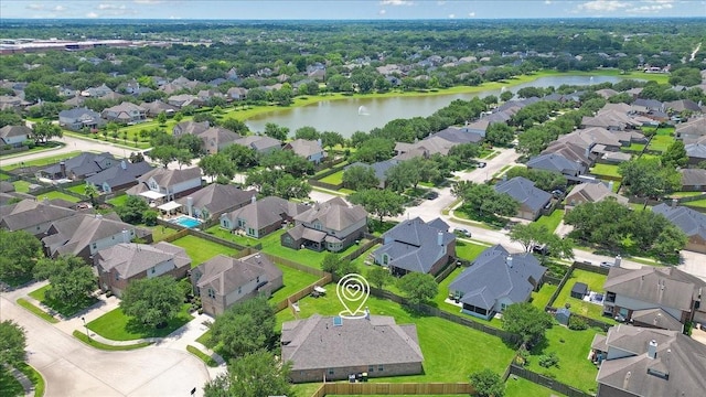 3502 Barrington Ct, Pearland, TX 77584 - aerial view of property's location featuring a large body of water and nearby suburban area