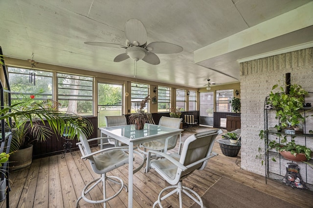 16219 Dundee Rd, Cypress, TX 77429 - sunroom with a ceiling fan and outdoor dining area
