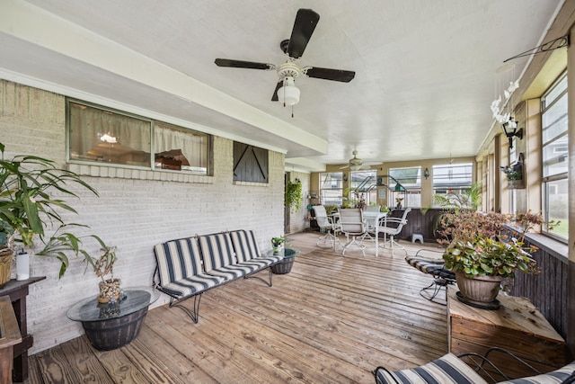 16219 Dundee Rd, Cypress, TX 77429 - sunroom with outdoor dining space and ceiling fan