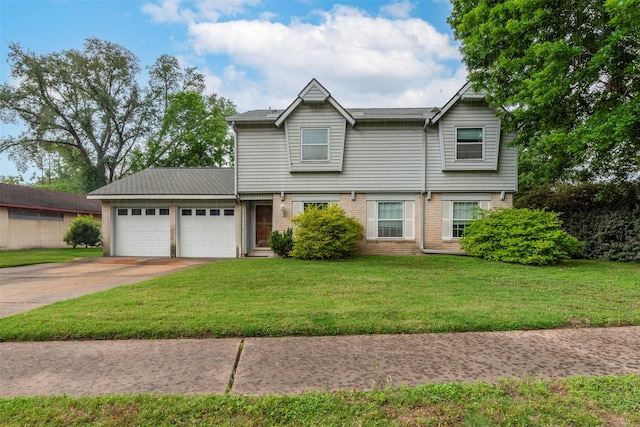 5638 Long Creek Ln, Houston, TX 77088 - view of front facade featuring a garage, driveway, brick siding, and a front yard