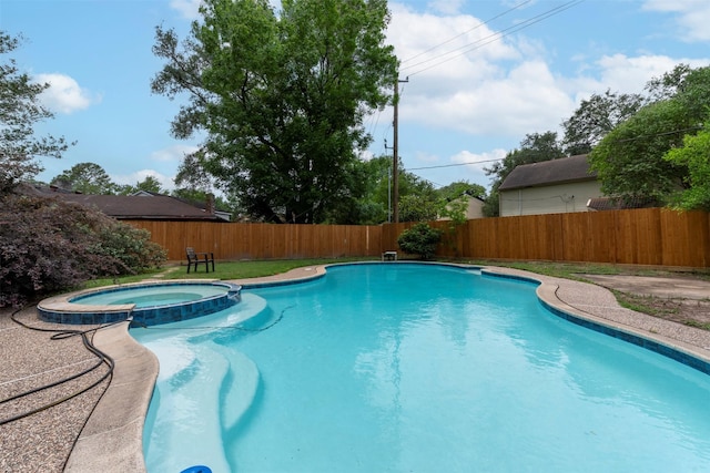 5638 Long Creek Ln, Houston, TX 77088 - view of pool featuring a fenced backyard and a pool with connected hot tub
