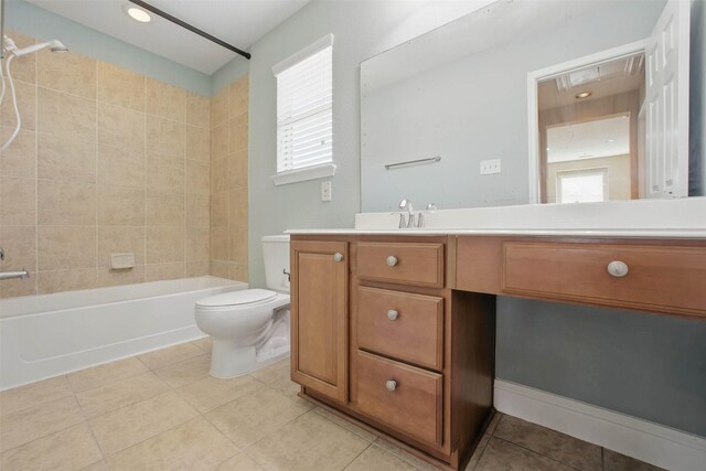 11707 Newel Elm St, Houston, TX 77038 - full bath featuring vanity, toilet, shower / bath combination, tile patterned flooring, and healthy amount of natural light