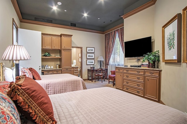 101 Westcott St Unit 305, Houston, TX 77007 - bedroom featuring light carpet and crown molding